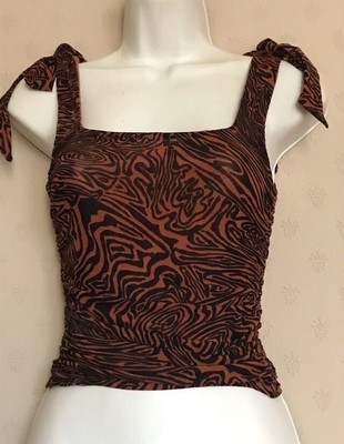 Free People Avenue Tank - Brown Black Animal Print - Size Small - NWOT