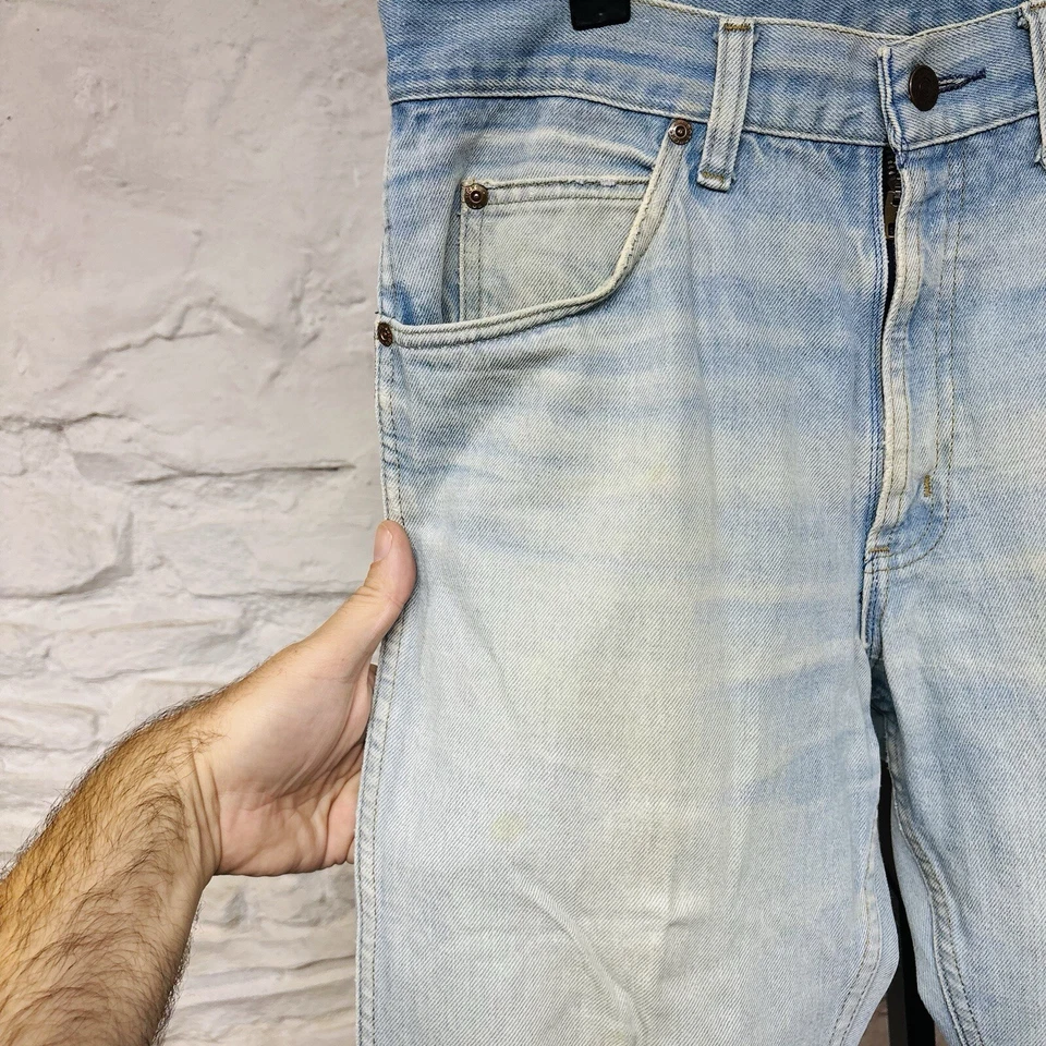 Jeans Sears Roebuck Denim Azul Claro Lavado Manchas Desteñidos De Colección Años 70 Foto 3 de 4