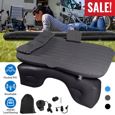 Inflatable Car Air Bed Travel Camping Mattress Back Seat&Rest Pillow Pump Soft