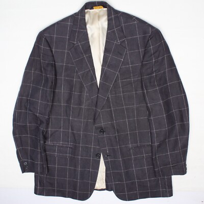 VTG Brooks Brothers Linen Sport Coat Mens 42R 43R Dark Blue