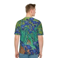 Vincent Van Gogh Irises Flower Fine Art Masterpiece Graphic Men Tee T-Shirt Top