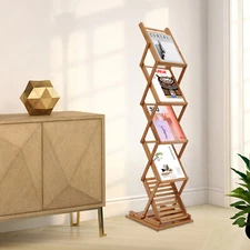 Foldable wood Book Rack Display Holder Stand, Magazine Brochure Rack Office