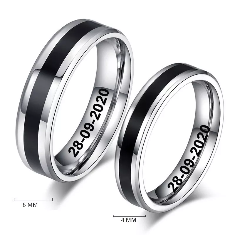 Personalized Wedding Band Black & Silver Two Tone Turkey | Ubuy