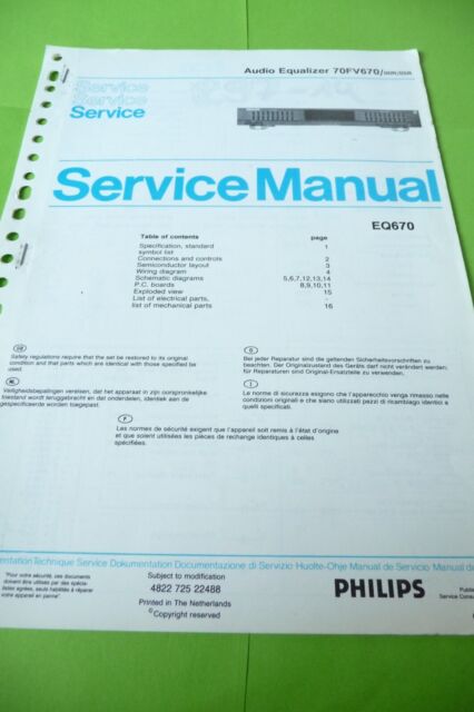 Service Manual Instructions for Philips 70 Fv 670 Original