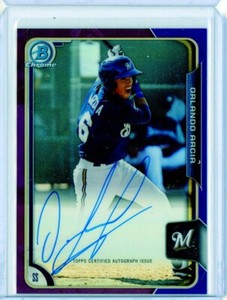 2015 Bowman Chrome OZHAINO ORLANDO ARCIA Purple Refractor AUTO Autograph RC /250