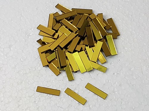 100 pezzi, piastrelle a specchio in vetro dorato, circa 0,5 x 2 cm, spessore 1 mm, arte e artigianato - Foto 2 di 4