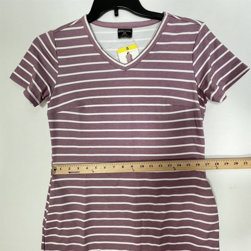 32 Degree Cool T-Shirt Dress Womens Small Short Sleeve Pockets Stretch Striped - Picture 12 of 16