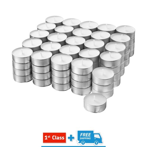 100x Tea Light Candles Unscented White 38mm Wax Tealight 4 Hours Burning Time - Picture 3 of 7