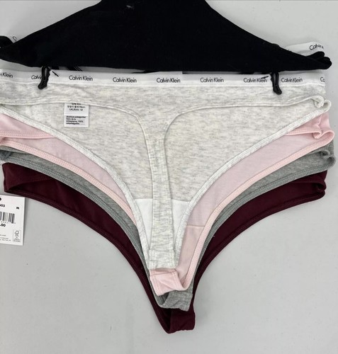 Damen Calvin Klein Tanga 5er Pack M Unifarben - Rot Grau Pink Grau & Schwarz - Bild 8 von 13