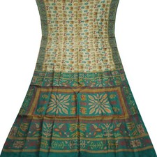 Namaste Vintage Brown Sarees 100 Pure Silk Printed Indian Sari 5YD Craft Fabric