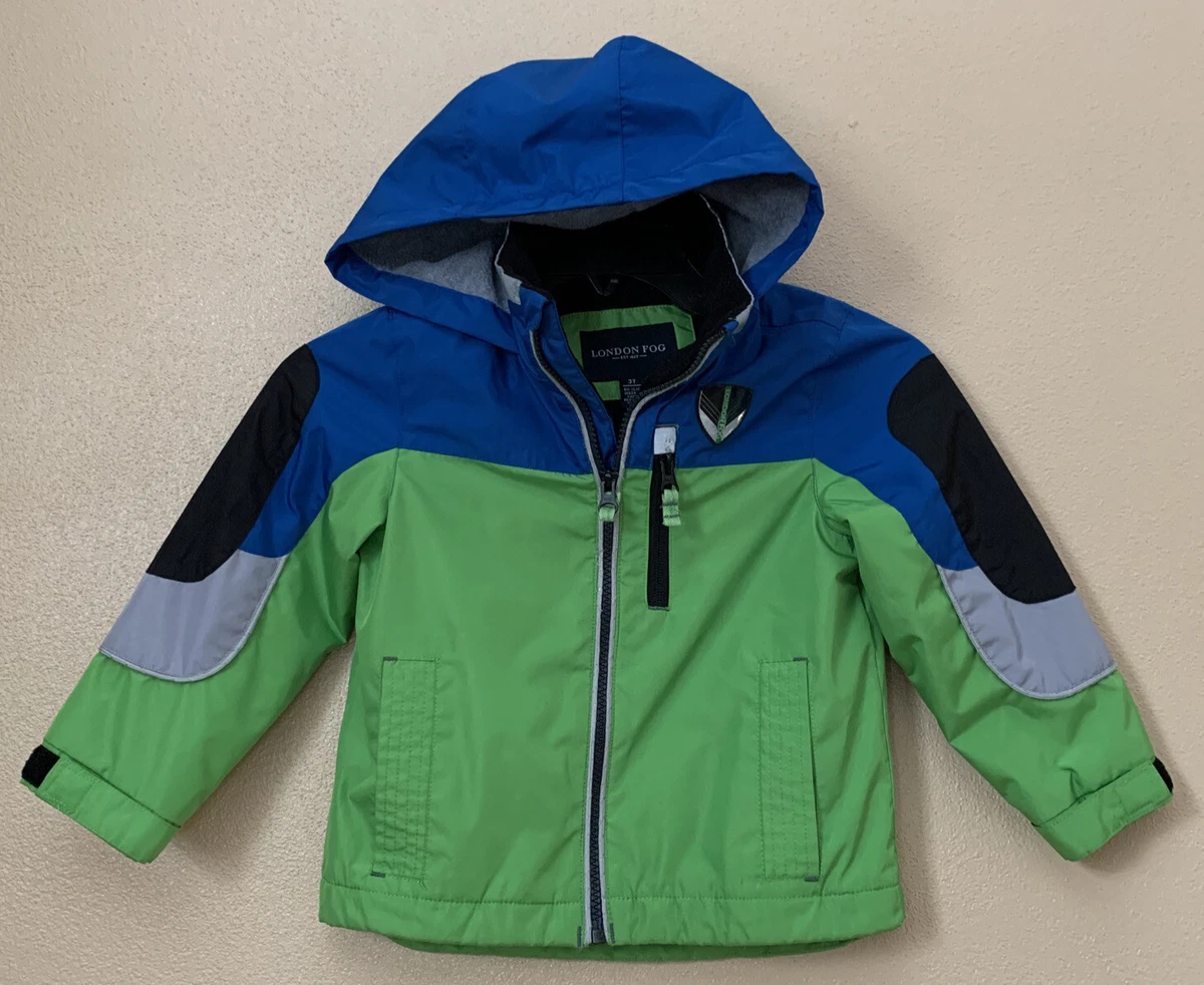 London Fog Boys Wind Breaker Light Jacket Size 3T Full Zipper Hooded Blue  Multi | eBay