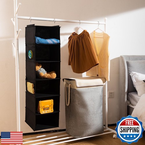 BrilliantJo 6 Shelves Hanging Closet Organizer, 2 Pack Hanging Storage with 4 - Picture 2 of 5