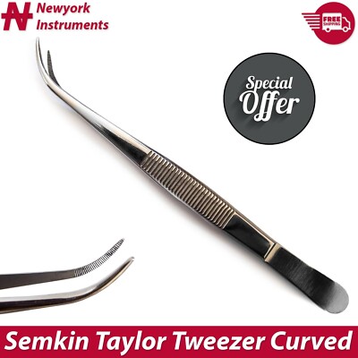 Semkin Dressing Tissue Tweezers 16cm Curved Oral Cavity Removal Surgical Forceps