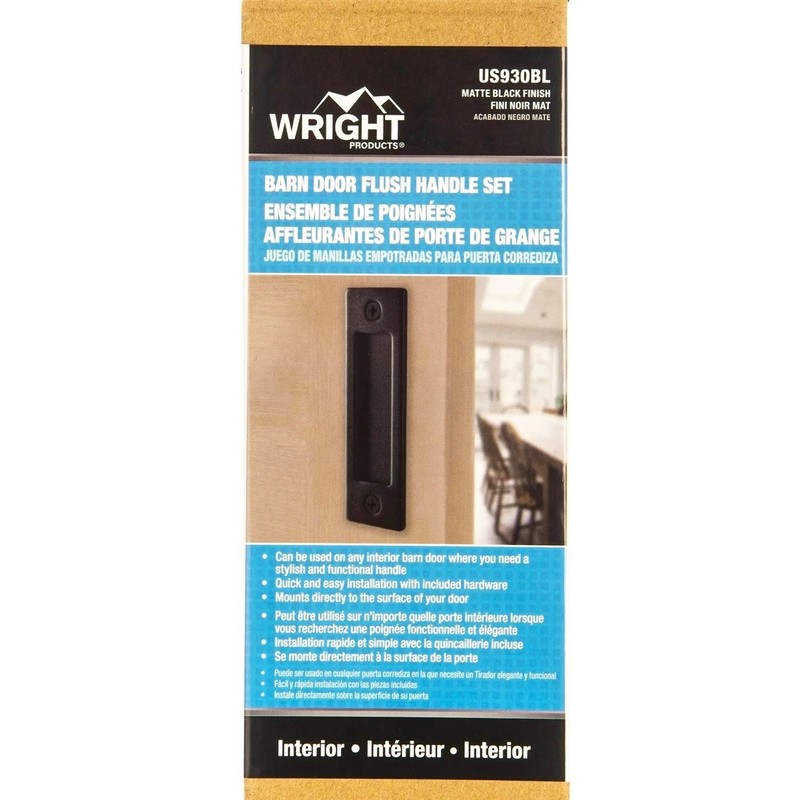 Wright Products INTERIOR BARN DOOR FLUSH HANDLE SET 2-Pc MATTE BLACK ~ New