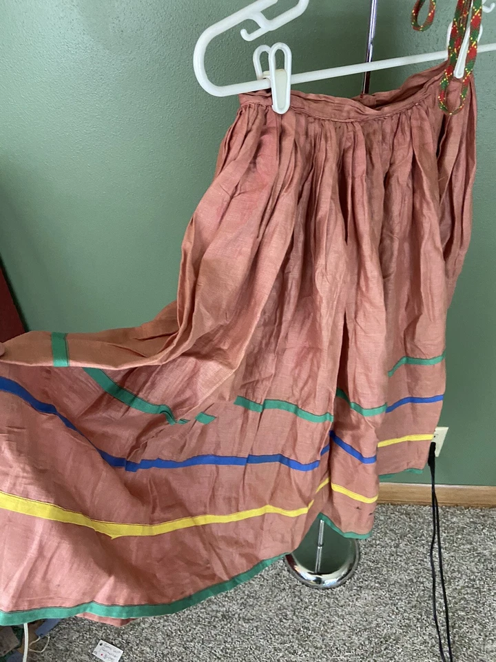 Hecho a mano DE COLECCIÓN Bohemio Folclórico Halloween Teatro Falda Disfraz 25” Cintura Corsé Foto 4 de 4