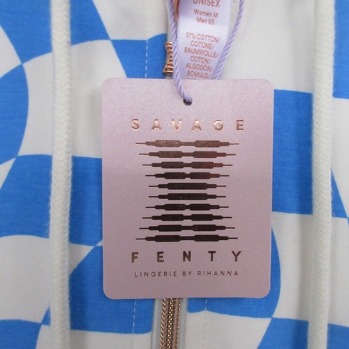 Savage X Fenty Jumpsuit Womens Medium Blue Check Pattern Hooded Zip Up w/ Tags - Picture 10 of 14