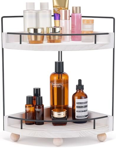 2-Tier Corner Bathroom Counter Organizer Shelf for Extra Storage  