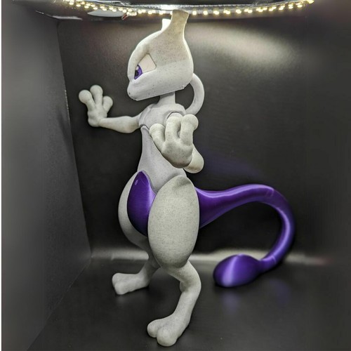 3D Printed -Mewtwo #150 Figure- 9" Tall 3D Printed -PLA Plastic - Picture 3 of 4