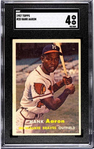 1957 Topps Baseball - #20 Hank Aaron SGC Graded 4 Milwaukee Braves HOF Nice!