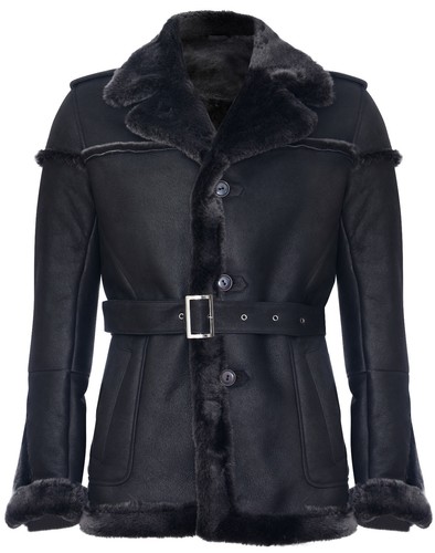 black tie shearling jacket