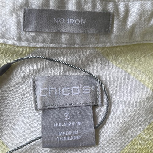 Chico's Women Gingham Maxi Shirt Size L (3) Yellow White Linen No Iron - Picture 2 of 14