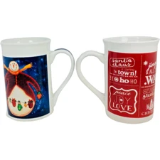 Lot of 2 Royal Norfolk Coffee Mug Tea Cocoa Cup Christmas Holiday Season NEW
