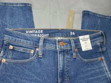 NEW J CREW size 26 jeans blue 28 x 28 VINTAGE SLIM STRAIGHT STRETCH women's NWT