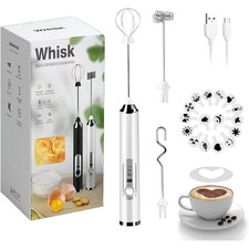 Electric Milk Frother Handheld Whisk Mixer Stirrer Coffee Egg USB Rechargeable