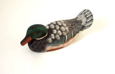 Vintage Hand-Painted Wooden Mallard Duck Decoy 7 inchs Artisan Art