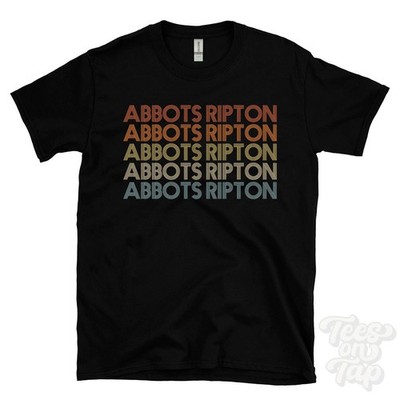 ABBOTS RIPTON WIEDERHOLTES RETRO-STIL T-SHIRT Herren & Damen UK Ortsname Geschenk
