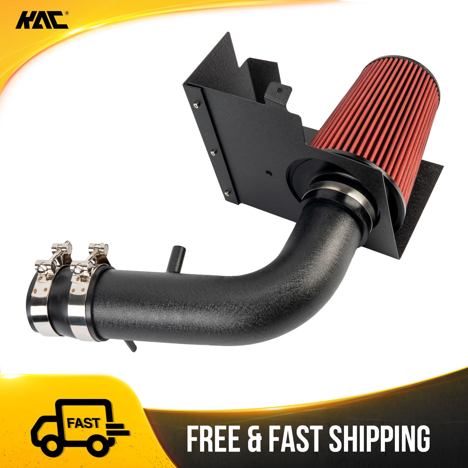 Cold Air Intake Kit w/ Heat Shield + Red Filter 3" For Jeep Wrangler 3.8L 07-11