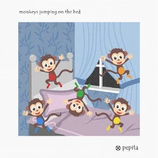 Monkeys Jumping On The Bed Needlepoint Kit or Canvas