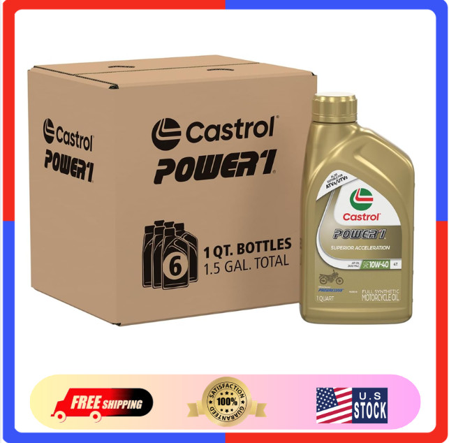 Power1 4T 10W-40 Full Synthetic Motorcycle Oil, 1 Quart, Pac