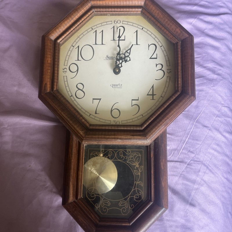 No Brand Wall Clock Brown Octagon 31 Day Mechanical Pendulum Analog