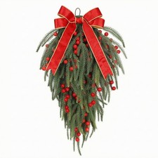 Weihnachtsgirlande in Tropfenform traditionell Tannenzweig-H&auml;nger mit Beeren