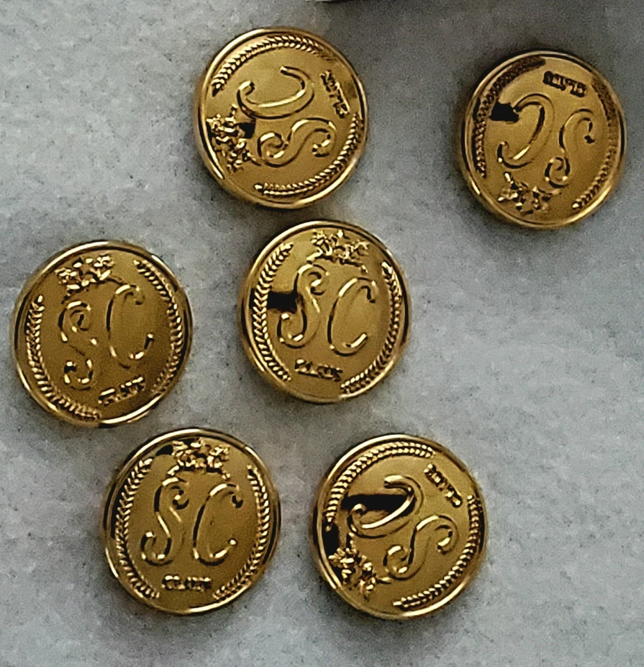 Juego de 6 Botones Metal Vástago Extra Grande Dorado 1" Diámetro Caja Nueva Abierta Foto 4 de 4