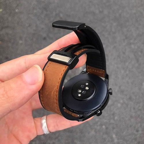 Magnetic Clasp Leather + Silicone Band Strap for Samsung Galaxy Watch 20mm 22mm - Picture 7 of 13