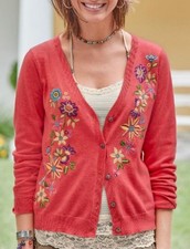 New Sundance Sweater Pink Embroidered Cardigan Sweater Boho Sz M