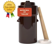 Fermentation Crock 1 Gallon - Sauerkraut Crock with Lid, Weights & Pounder - Cer