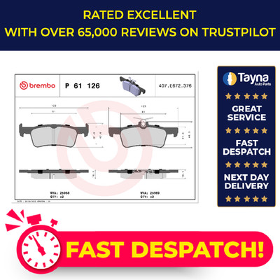 Brake Pads Set fits PEUGEOT 308 Mk2 1.6 Rear 13 to 21 Brembo 1611331480 Quality
