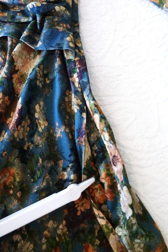 Peruvian Connection Fall Floral Art Fit Surplice & Circle Skirt Dress Pockets L - Picture 8 of 16