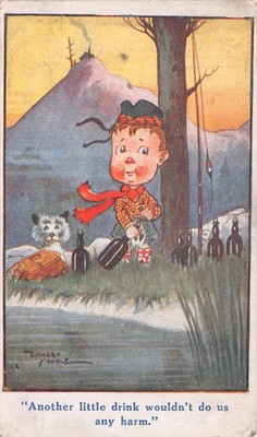 GEMISCHTE COMIC POSTKARTE BETRUNKENER SCHOTTE ERNEST EDEL GUT PLUS SEHR GUT