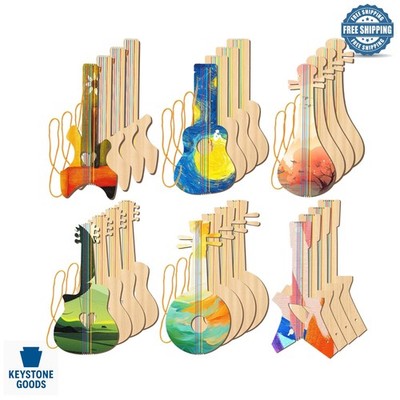 24 Pcs Kids DIY Wood Guitar Cutouts - Craft, Paint, Party Decor