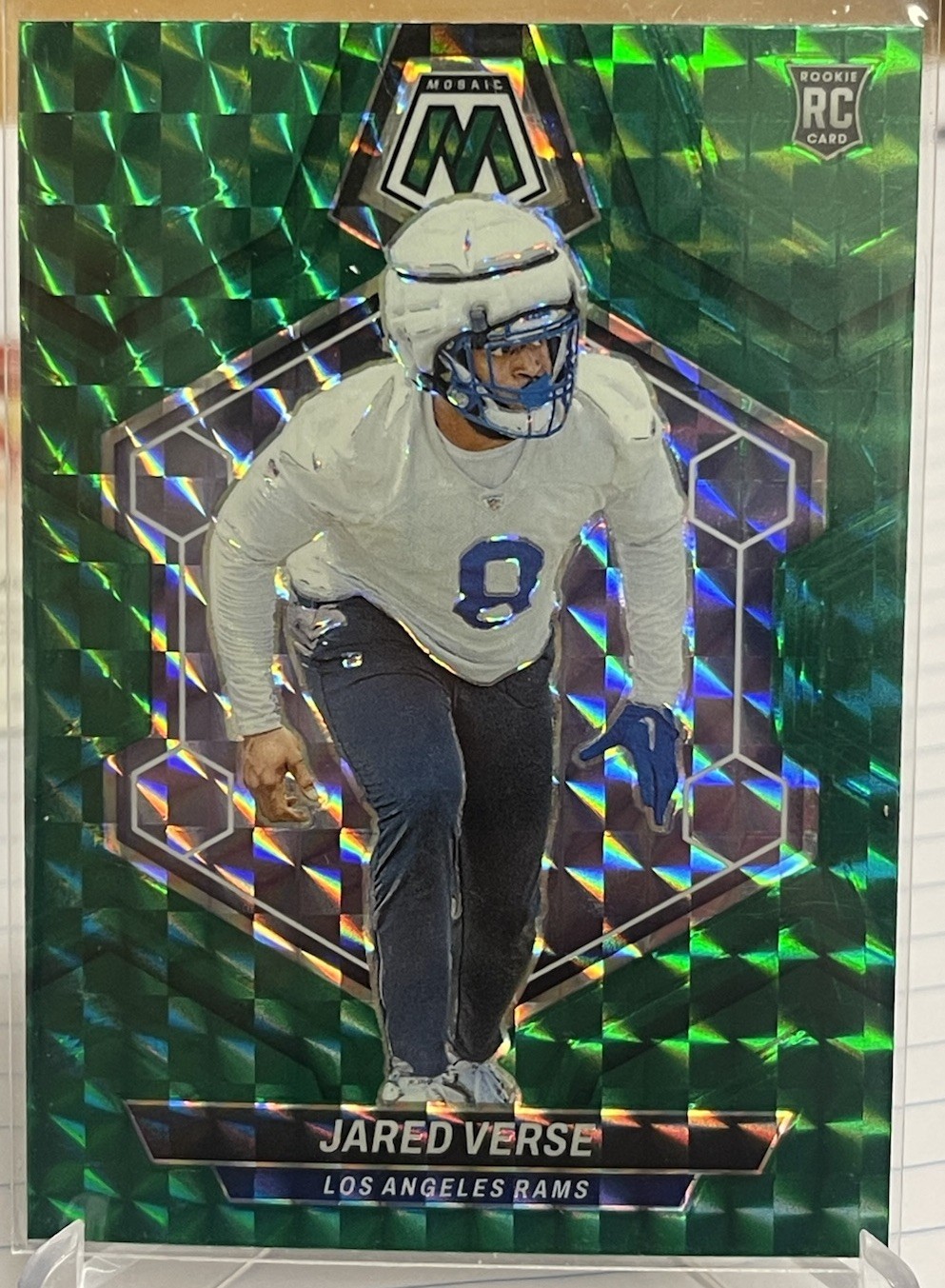 2024 Panini Mosaic - Rookies Jared Verse #319 Green Mosaic Prizm (RC) RAMS