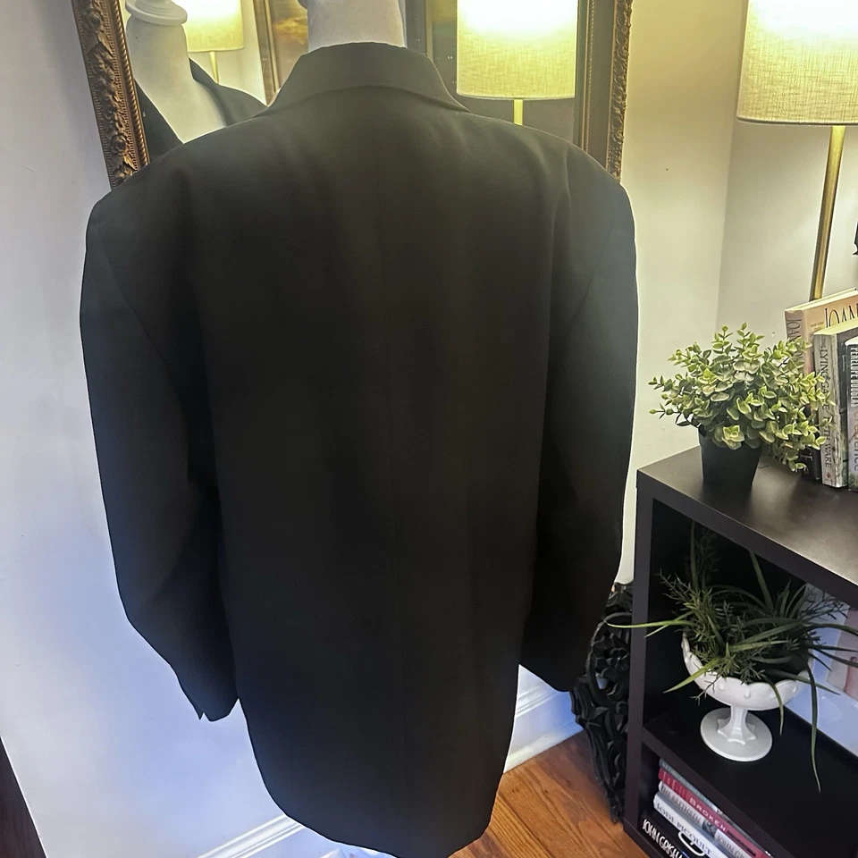 Chaqueta Gianni Vironi Doble Pecho Para Hombre 42L 35 Cintura Negra Blazer Forrada Foto 4 de 4