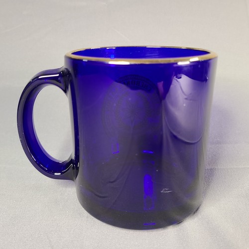 Seal Of The Cherokee Nation Sept 6, 1839 Cobalt Blue Glass Gold Rimmed Mug EUC - Picture 3 of 6