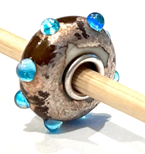 TROLLBEADS OOAK One of a Kind Unique LAA 925S Browns & Turquoise Raised Dots NEW - Picture 1 of 12