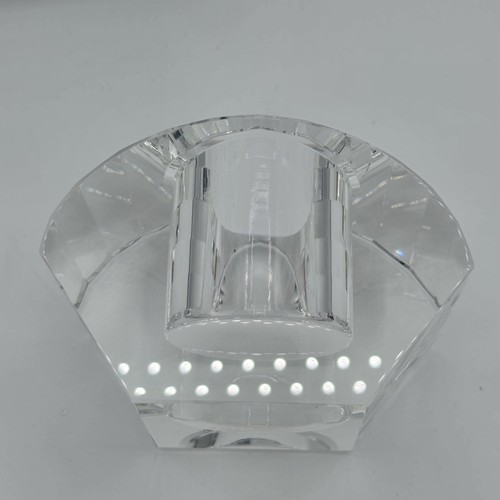 Cut Lotus Crystal Votive Candle Holder Signed Oleg Cassini Brand - Picture 3 of 5