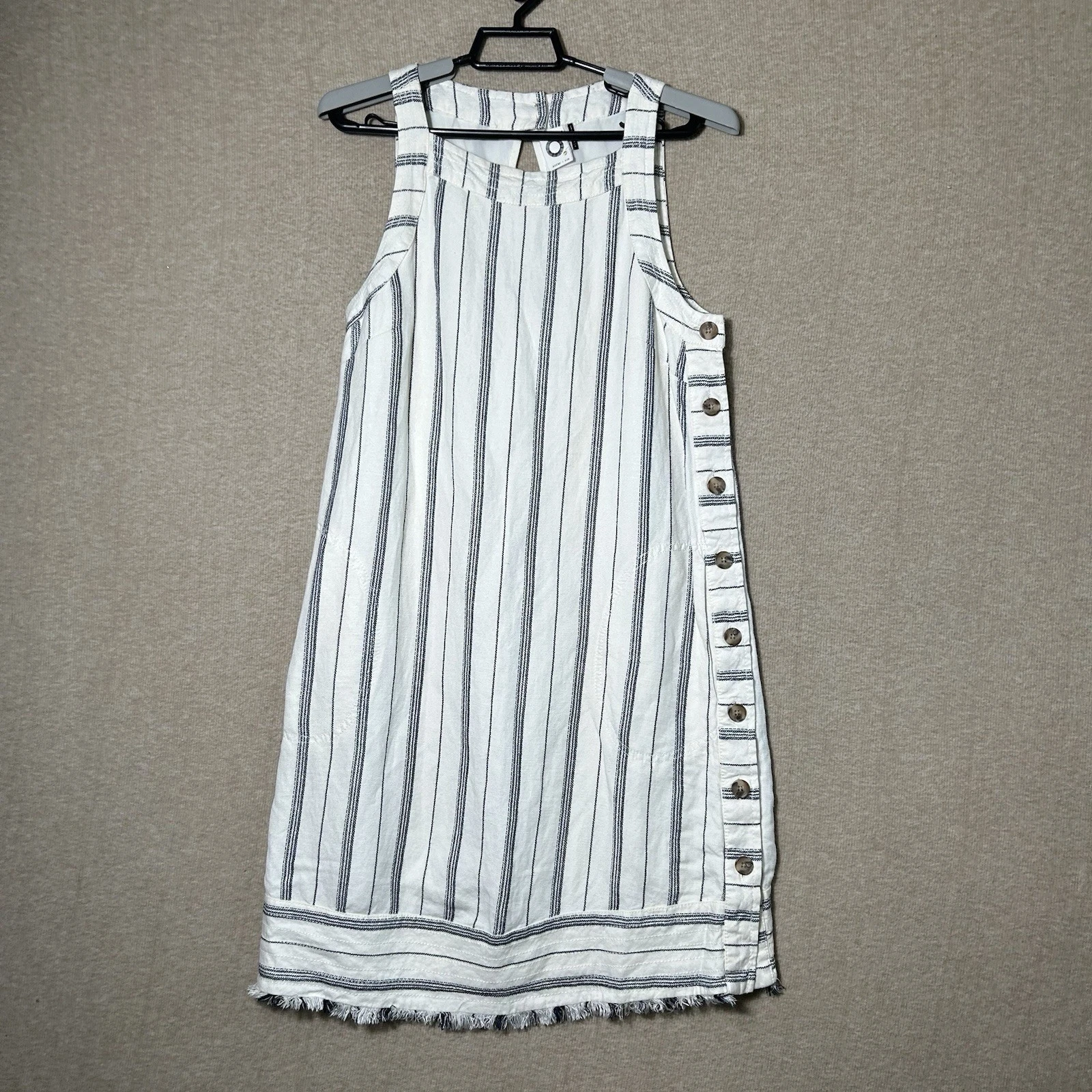 Anthropologie Akemi Kin Claudia Linen Dress Womens 4 Striped Buttons Fringe
Opens in a new window or