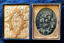 ANTIQUE 1850'S - 60'S AMBROTYPE PHOTOGRAPH SALOON BUDDIES W/ BEER MUGS & SOLDIER